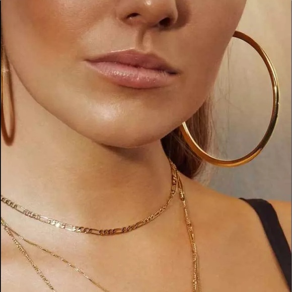 Yellow Gold Plated 1.5” Round Hoop Earrings - Picture 2 of 7